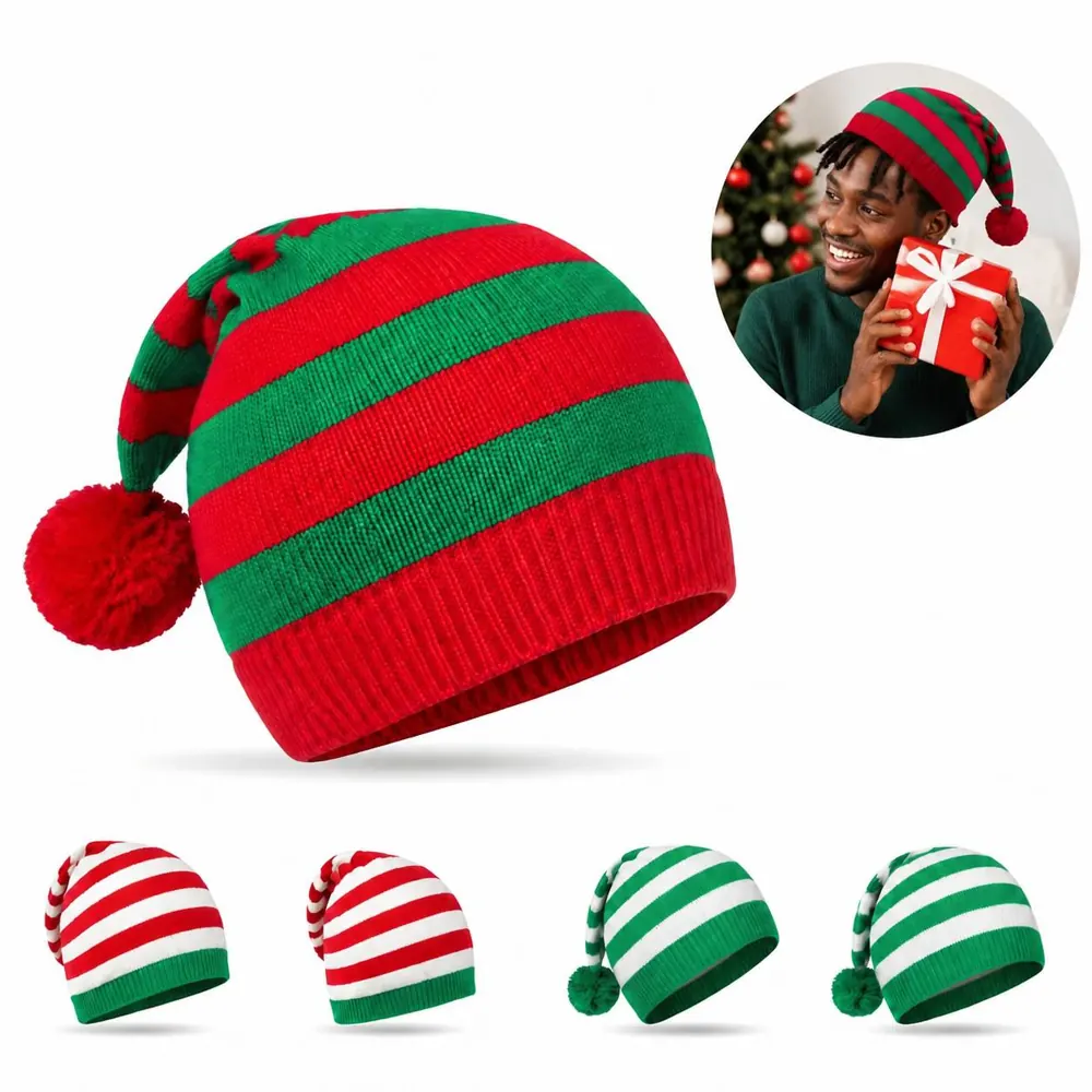 Acrylic Knit Winter Hat with Foldable Brim for Cold Weather 2