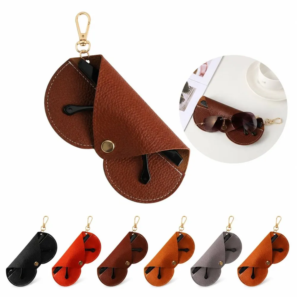 Hook Leather Eyeglass Pouch with Clip for Travel 2