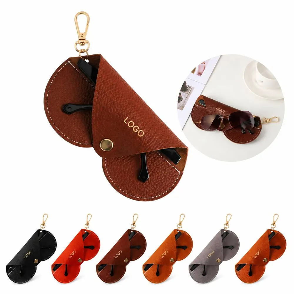 Hook Leather Eyeglass Pouch with Clip for Travel
