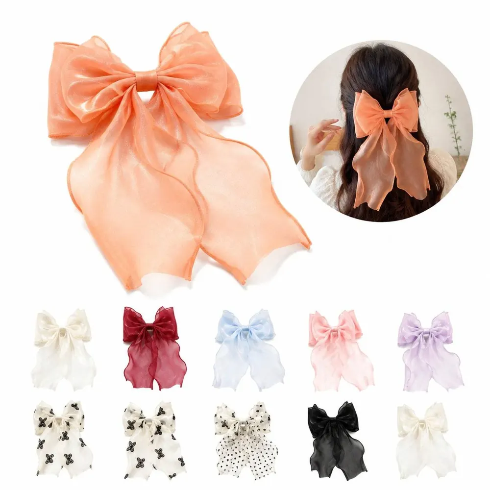 Elegant Chiffon Bow Hair Clip for Secure Styling 2