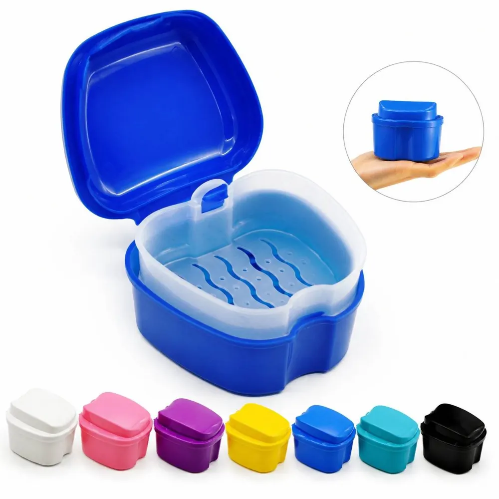 Portable Denture Case with Built-in Strainer for Easy 2