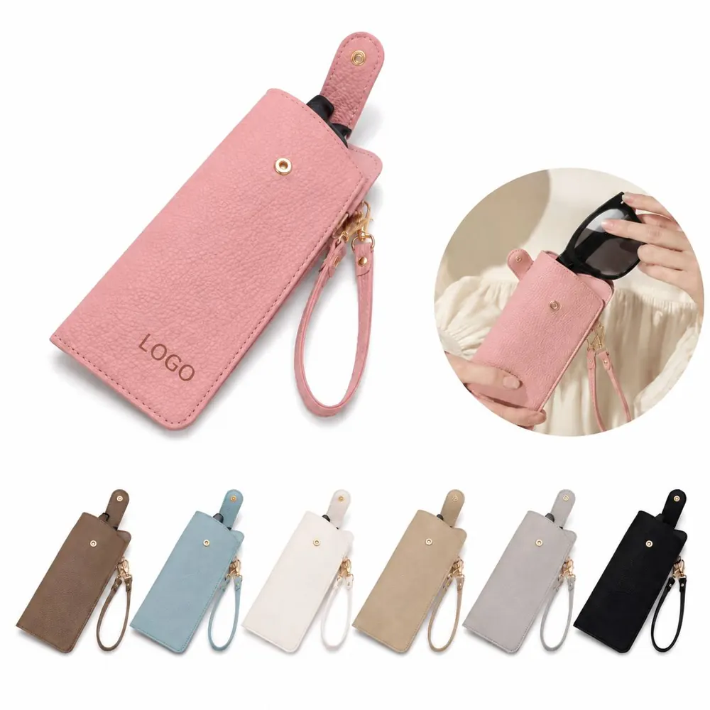 Leather Eyeglass Pouch with Adjustable Lanyard