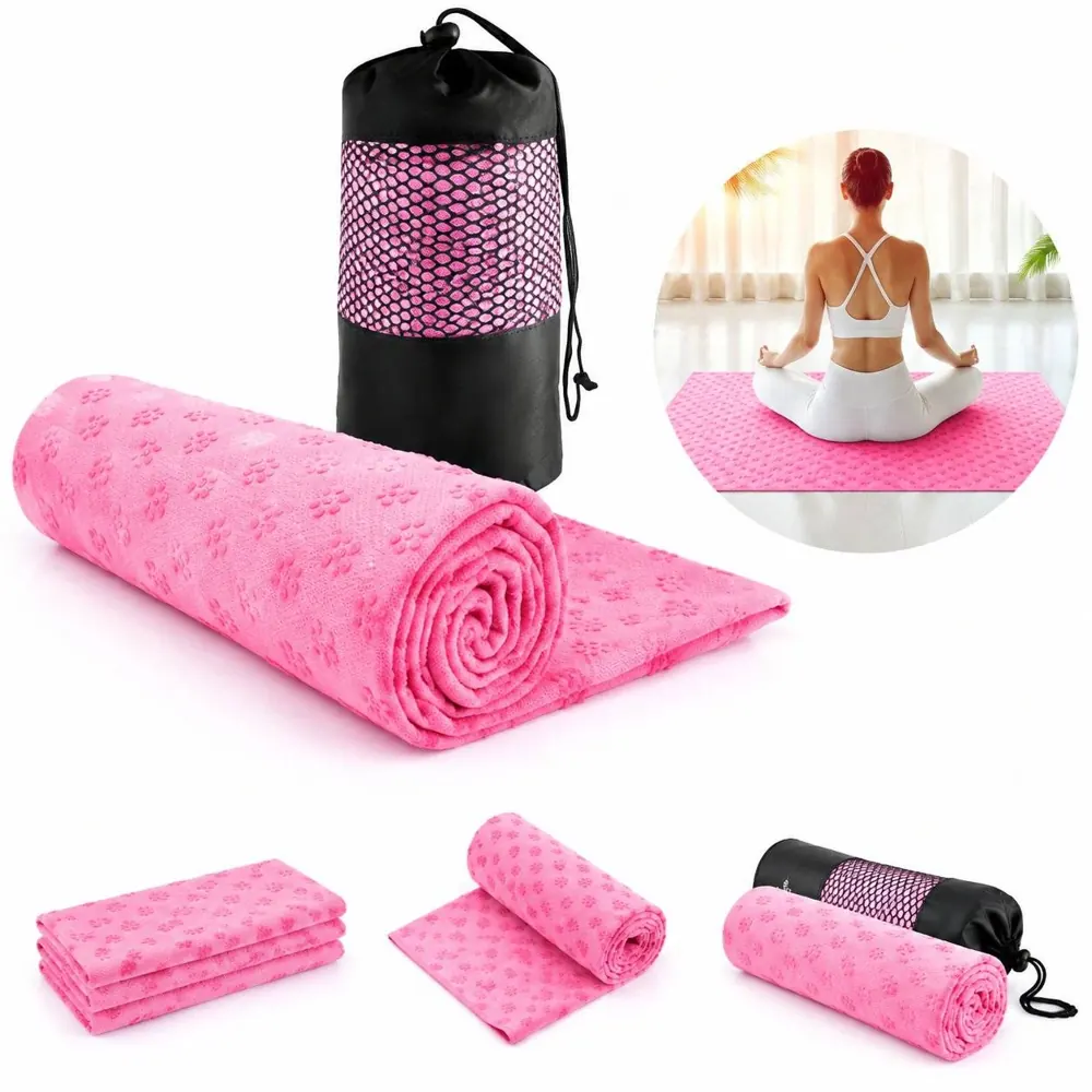 Plum Blossom Non-Slip Yoga Mat Towel with Mesh Bag 2
