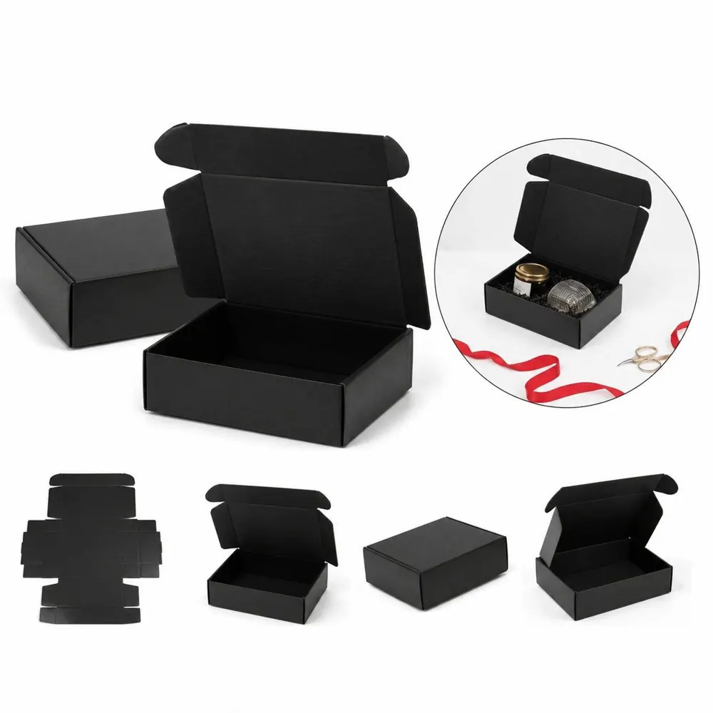 9x6x2 Inch Black Cardboard Box for Storage and Gifting 2
