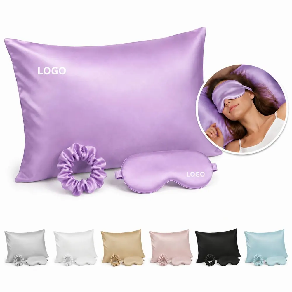 Satin Sleep Set with Pillowcase, Scrunchies & Eye Mask