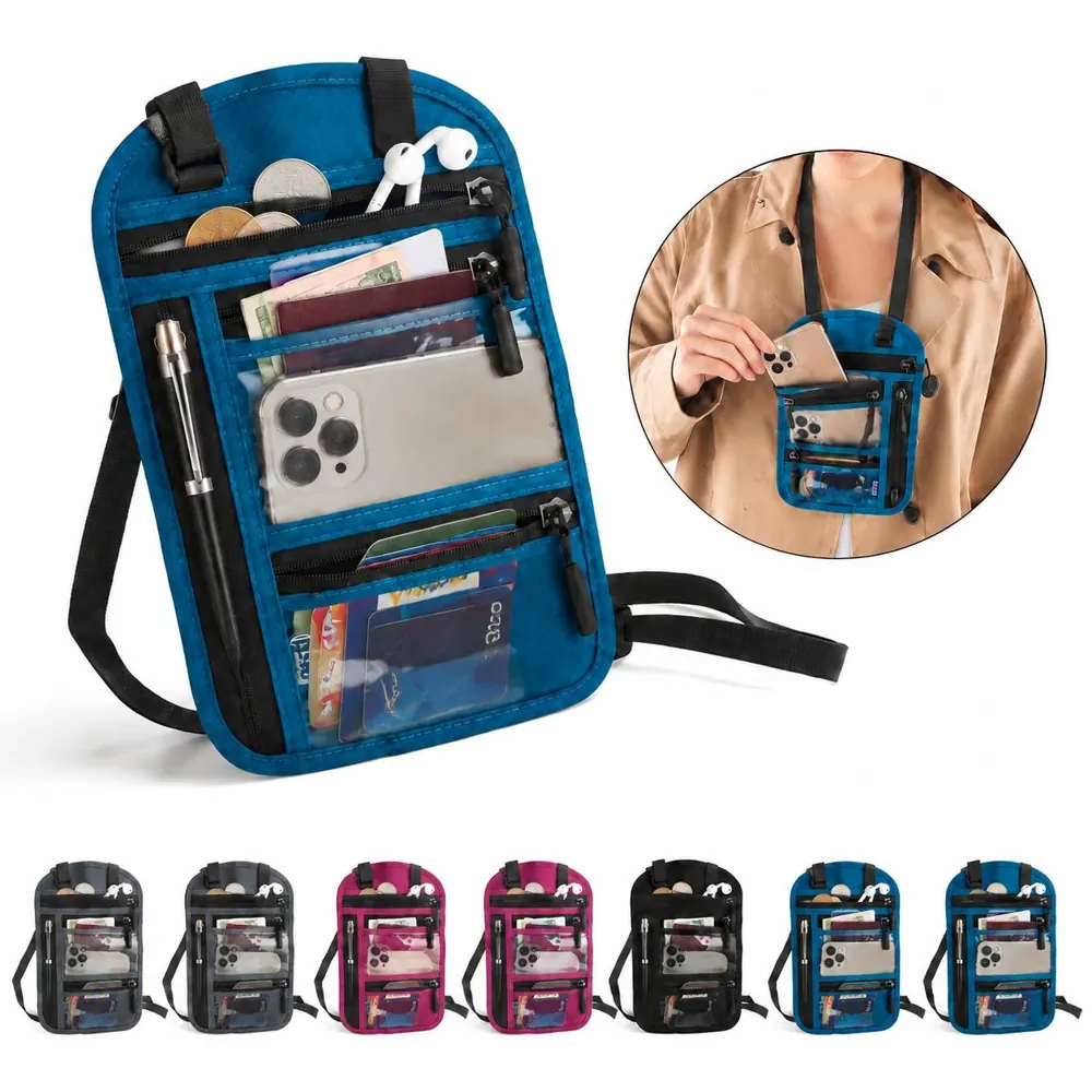 RFID Blocking Passport Neck Wallet with Multiple Card 2