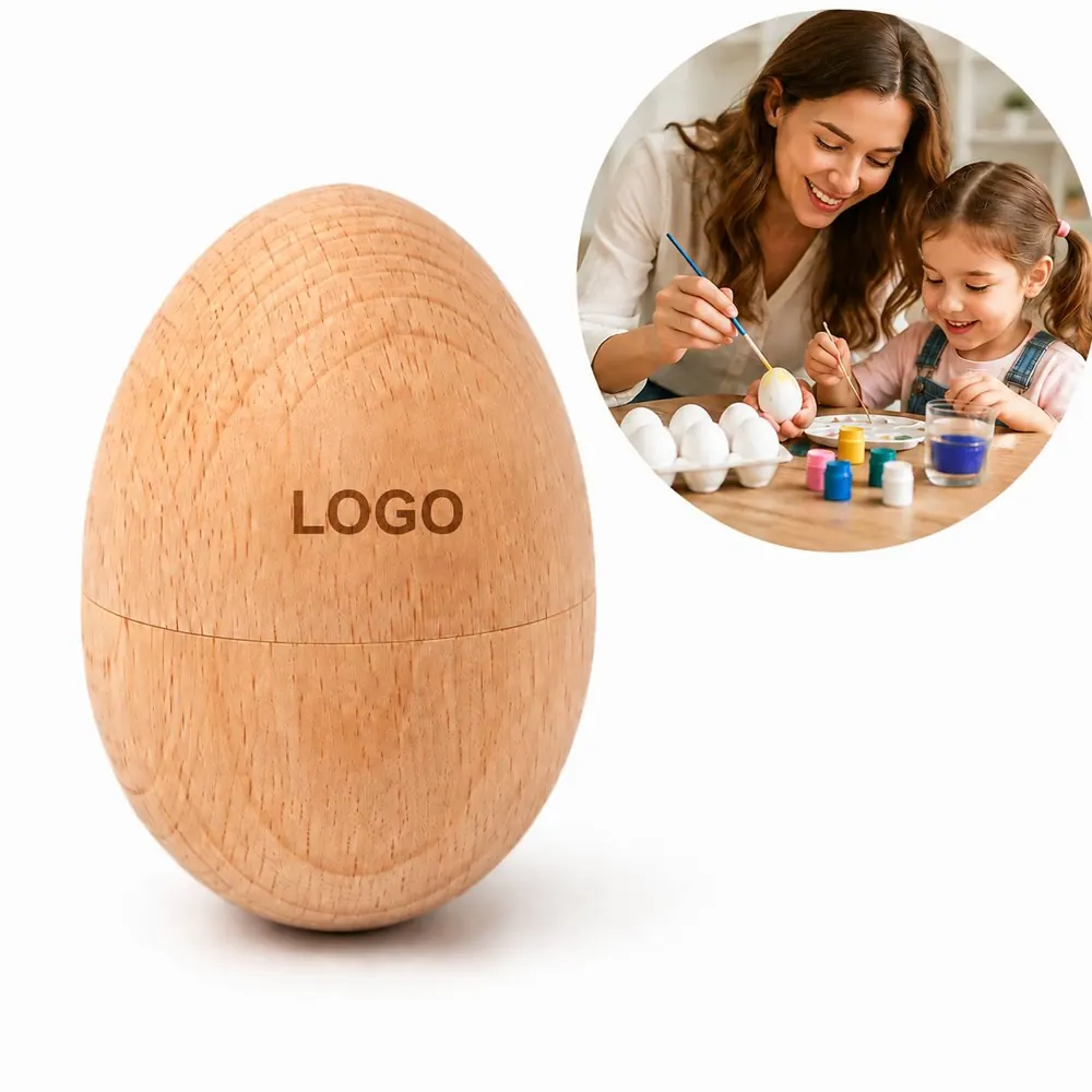Engravable Hollow Wooden Easter Egg Shell for DIY Decor