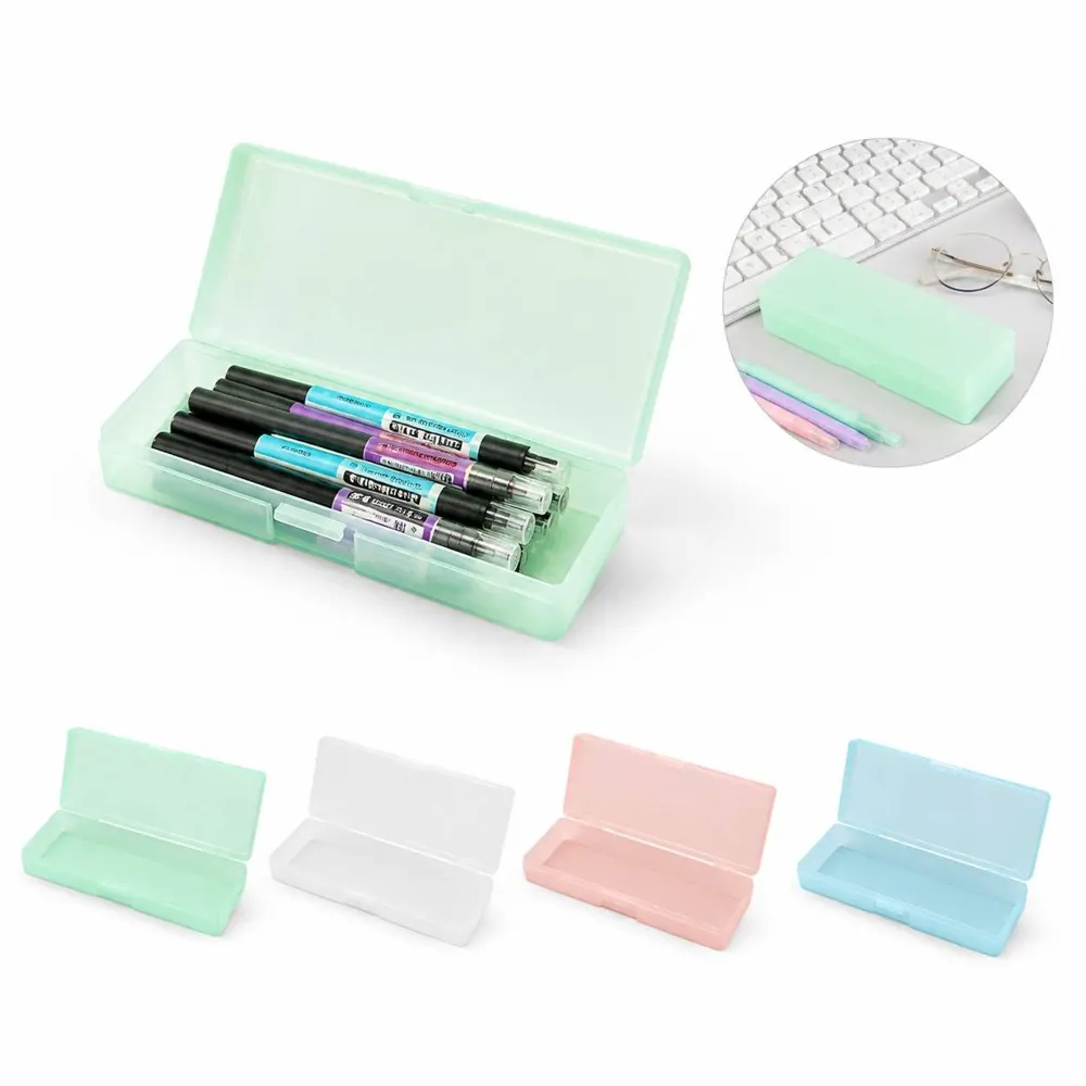 Frosted Plastic Pencil Case Storage Box with Zipper Closure 2