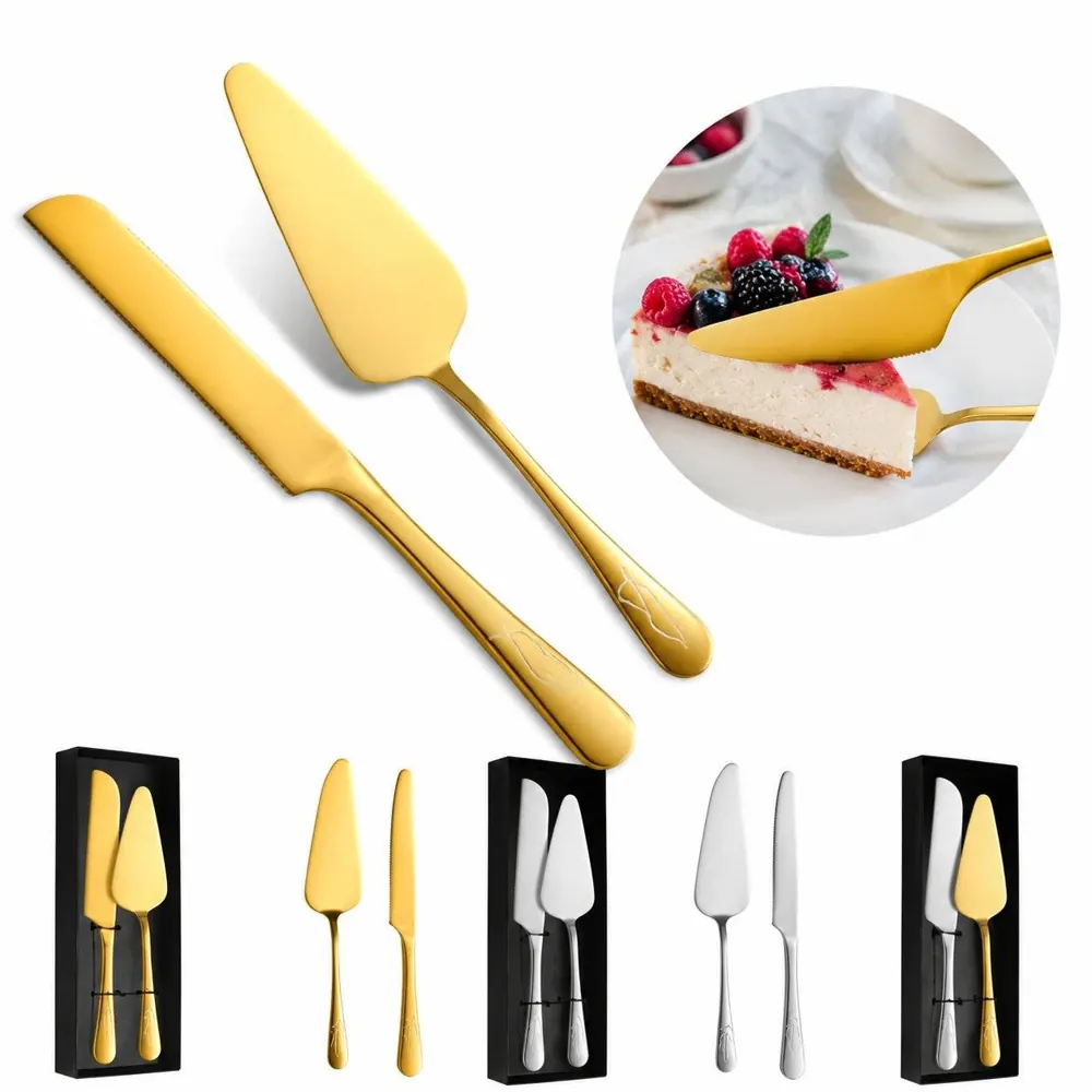 Stainless Steel Cake Knife & Server Set, Ergonomic 2-Piece 2
