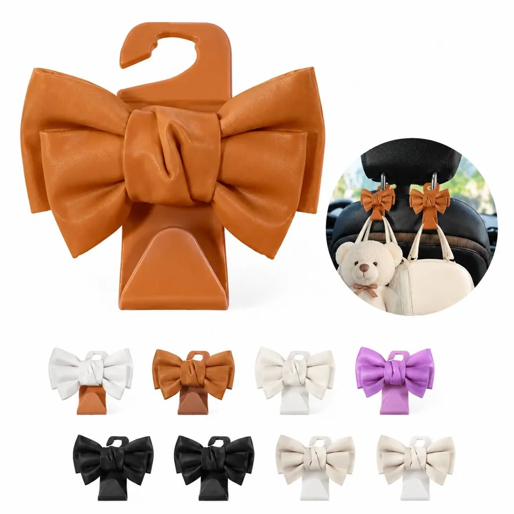 Durable PVC Bow Car Seat Headrest Hooks for Organizing Bags 2