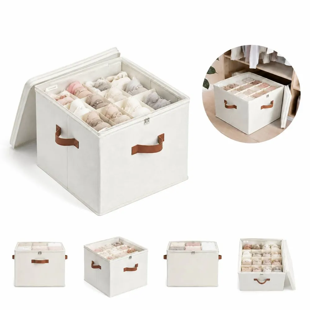 Adjustable Shoe Storage Box with Clear Compartments 2