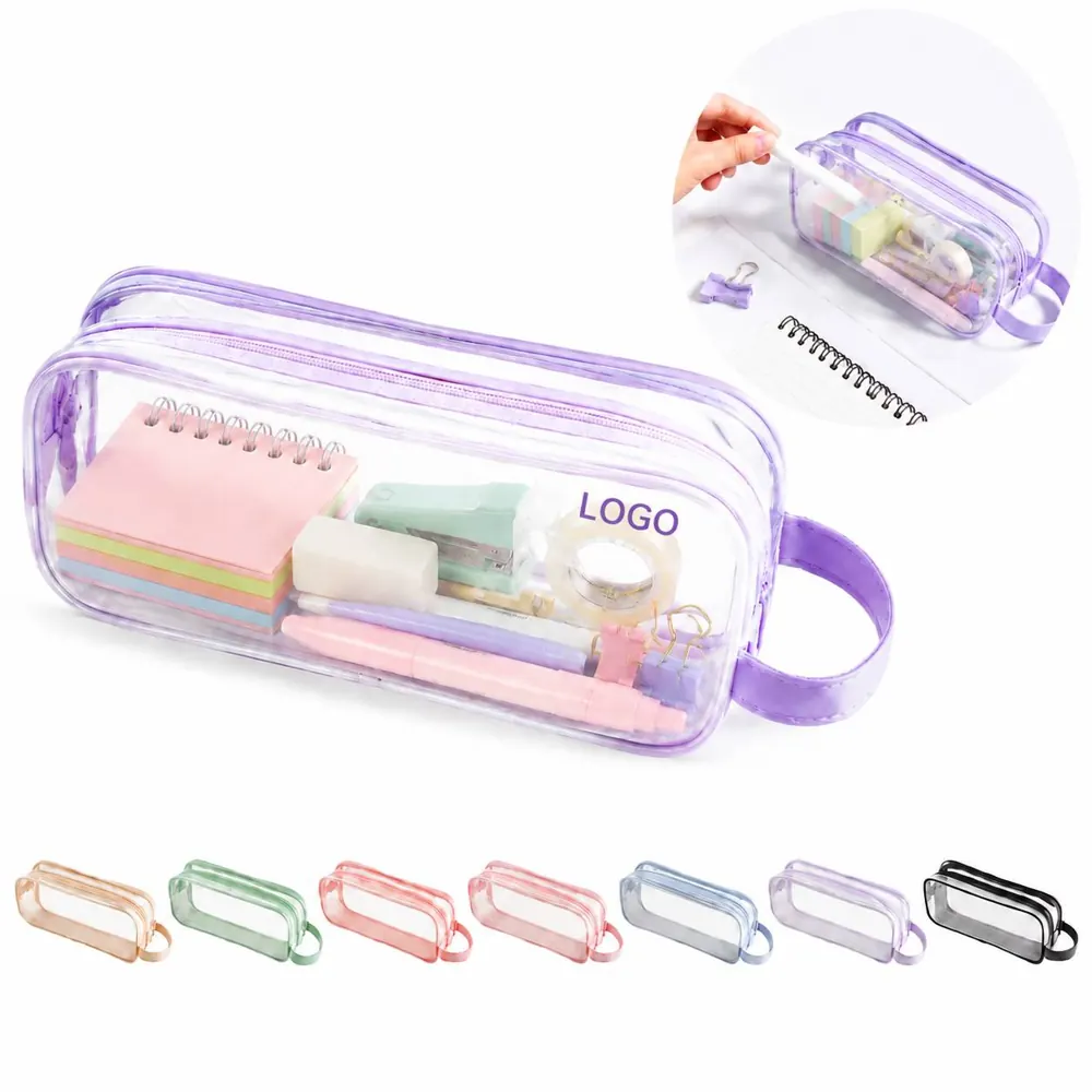 Large Capacity Double-Compartment Mesh Pencil Case