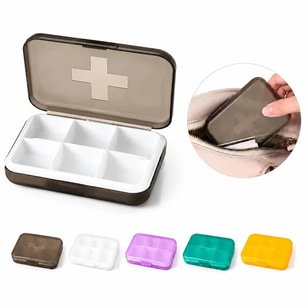 6-Compartment Portable Pill Organizer with Secure Lids 2