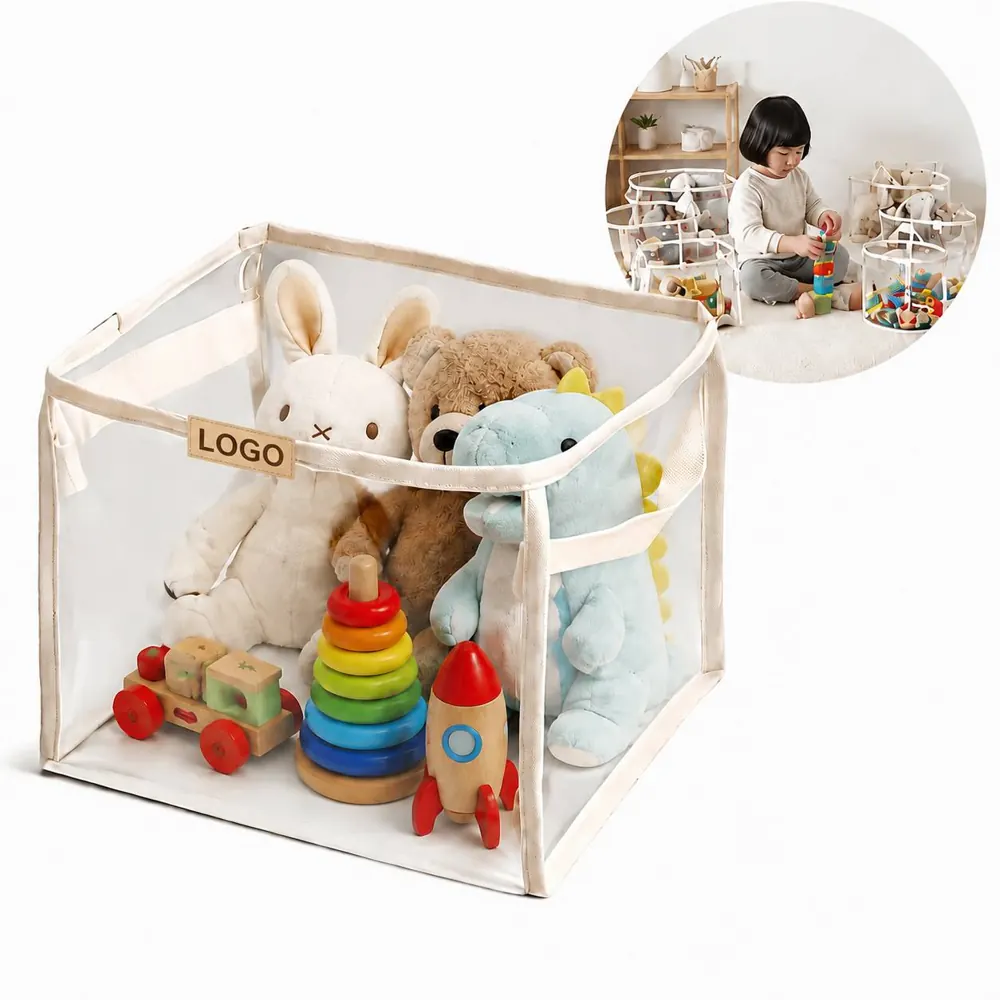 Thickened PVC Foldable Toy Storage Bag with Zipper