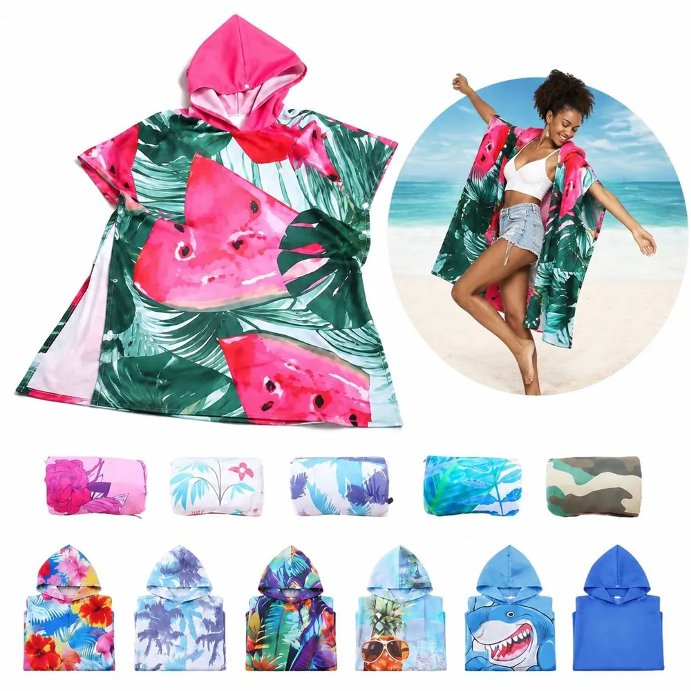Microfiber Hooded Beach Towel with Wearable Design 2