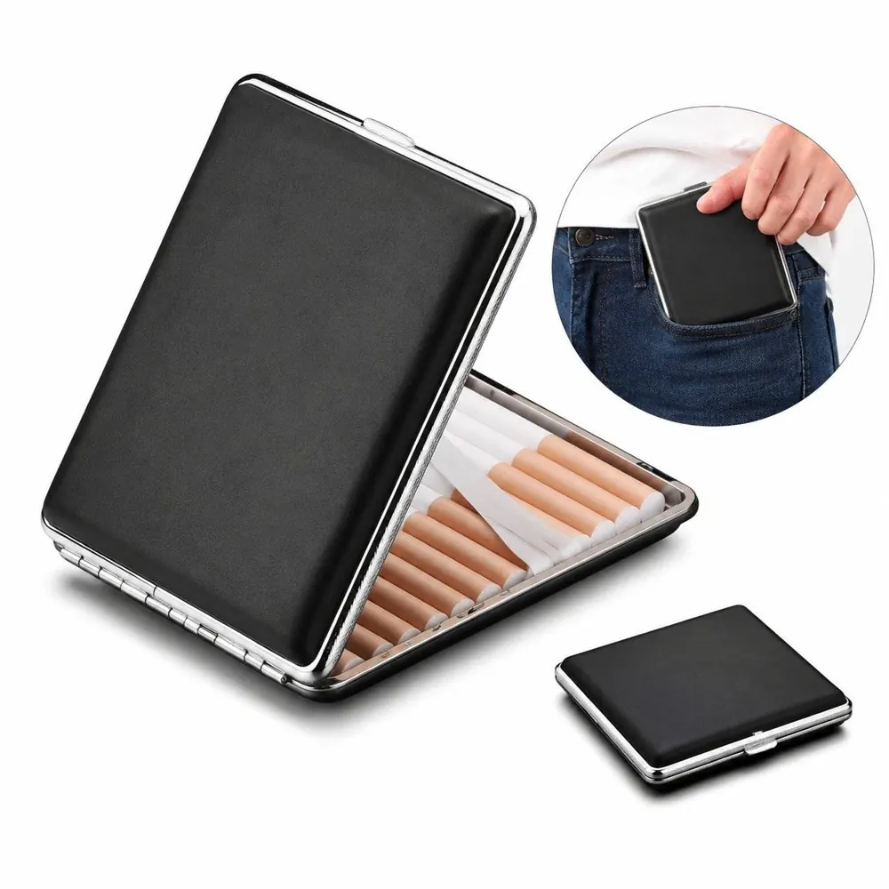 PU Leather Cigarette Case with Snap Button Protection 2