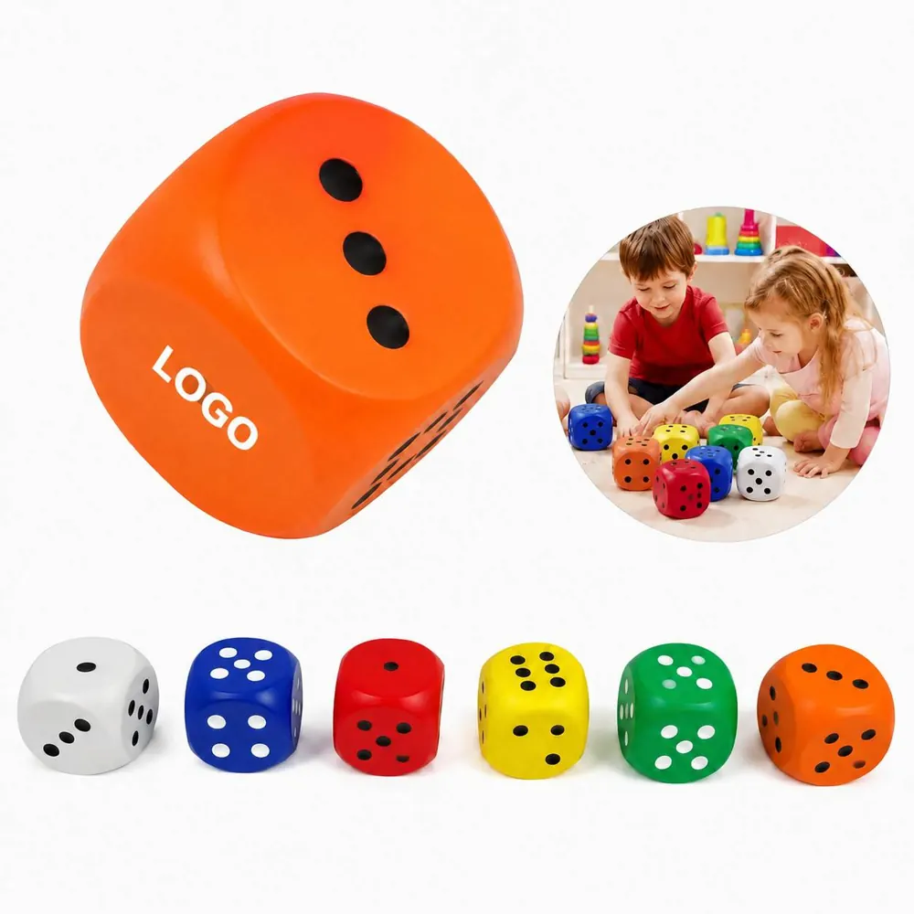 PU Foam Squishy Dice Stress Reliever Cube for Desk & Travel