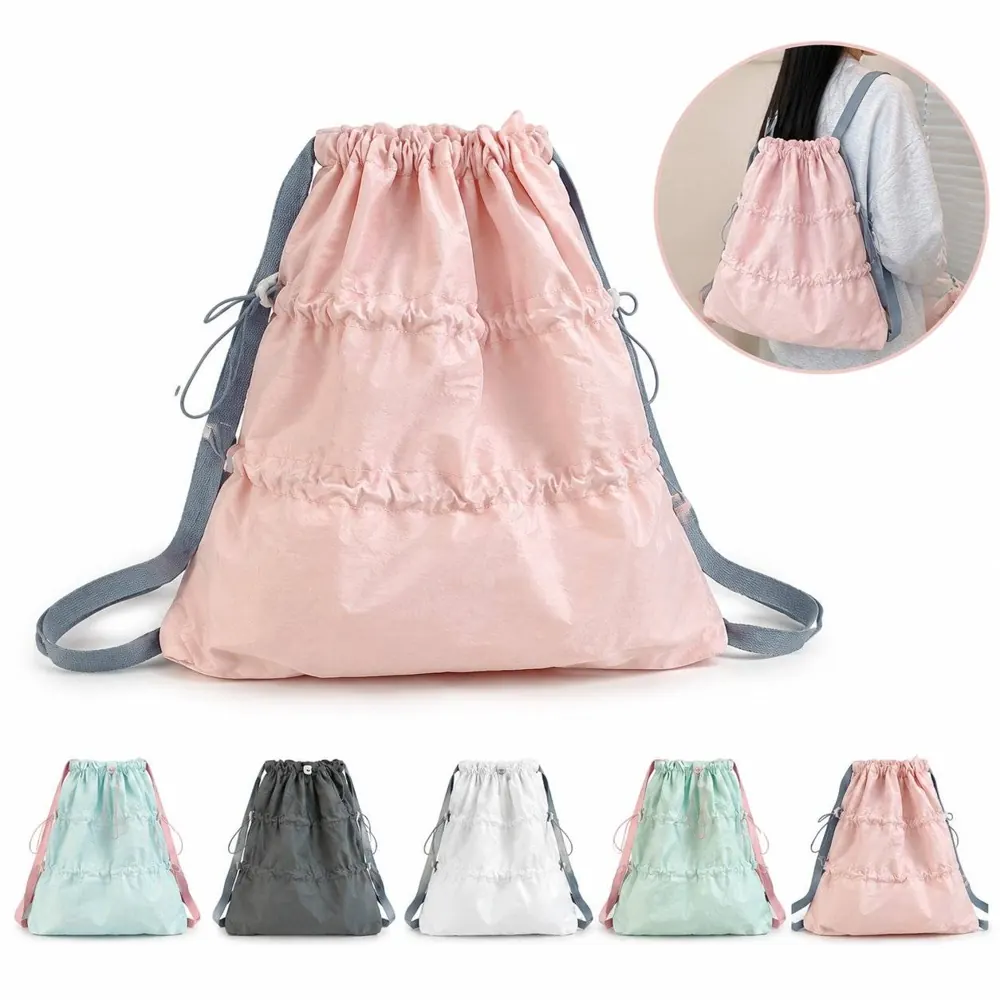 Lightweight Nylon Drawstring Backpack with Adjustable Straps 2