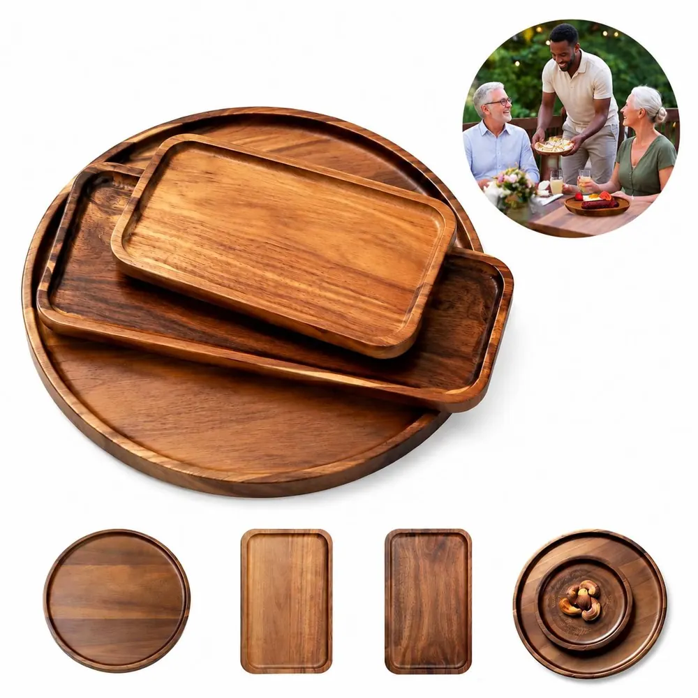 Acacia Wood Appetizer Tray - Natural Charcuterie Board 2