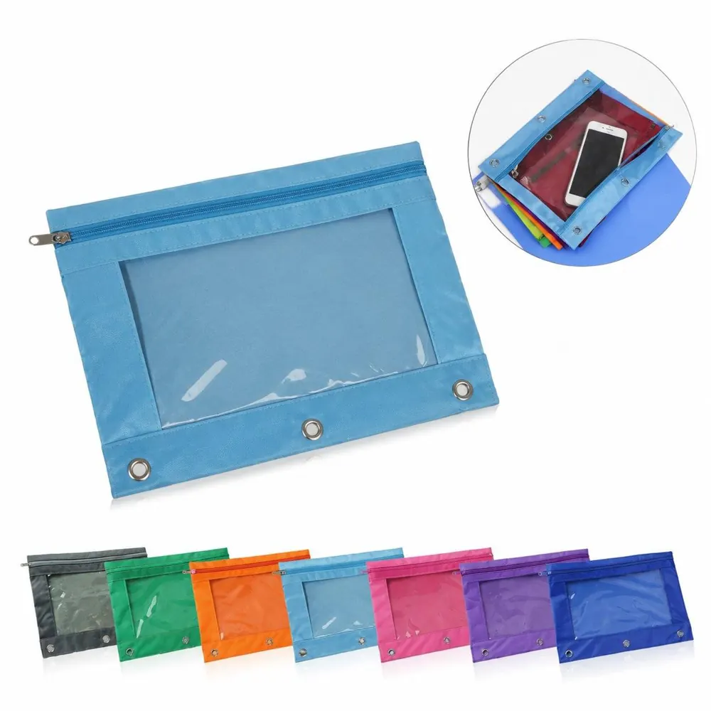Clear Window Zipper Binder Pouch, 3-Hole for Pens 2