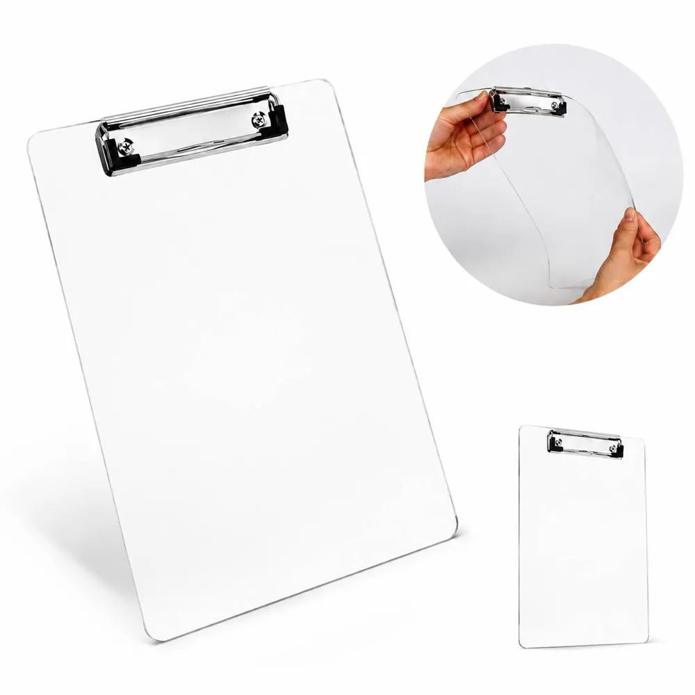 Clear Acrylic Clipboard with Folder for Writing and Storage 2