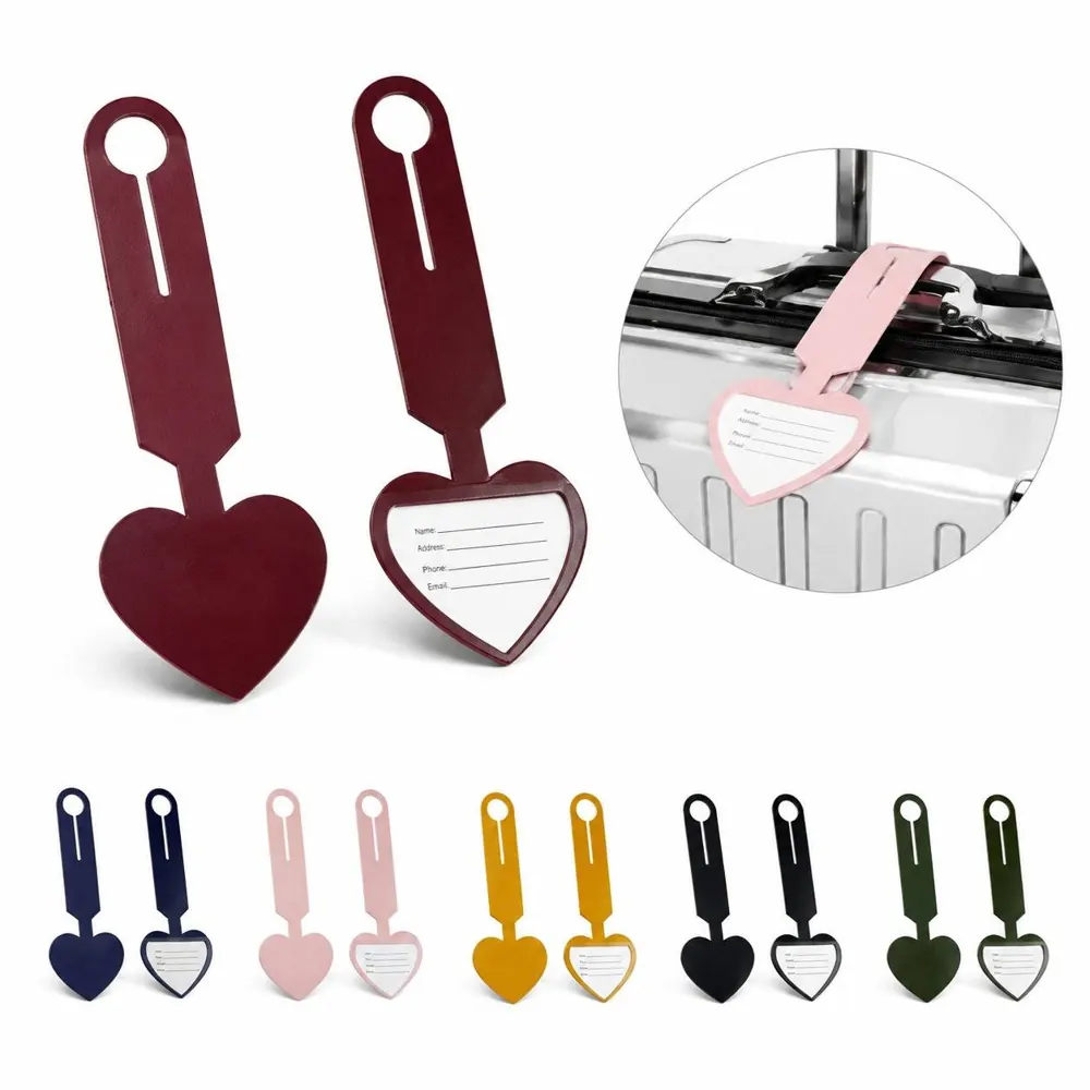 Heart PU Leather Luggage Tag with ID Card Window 2