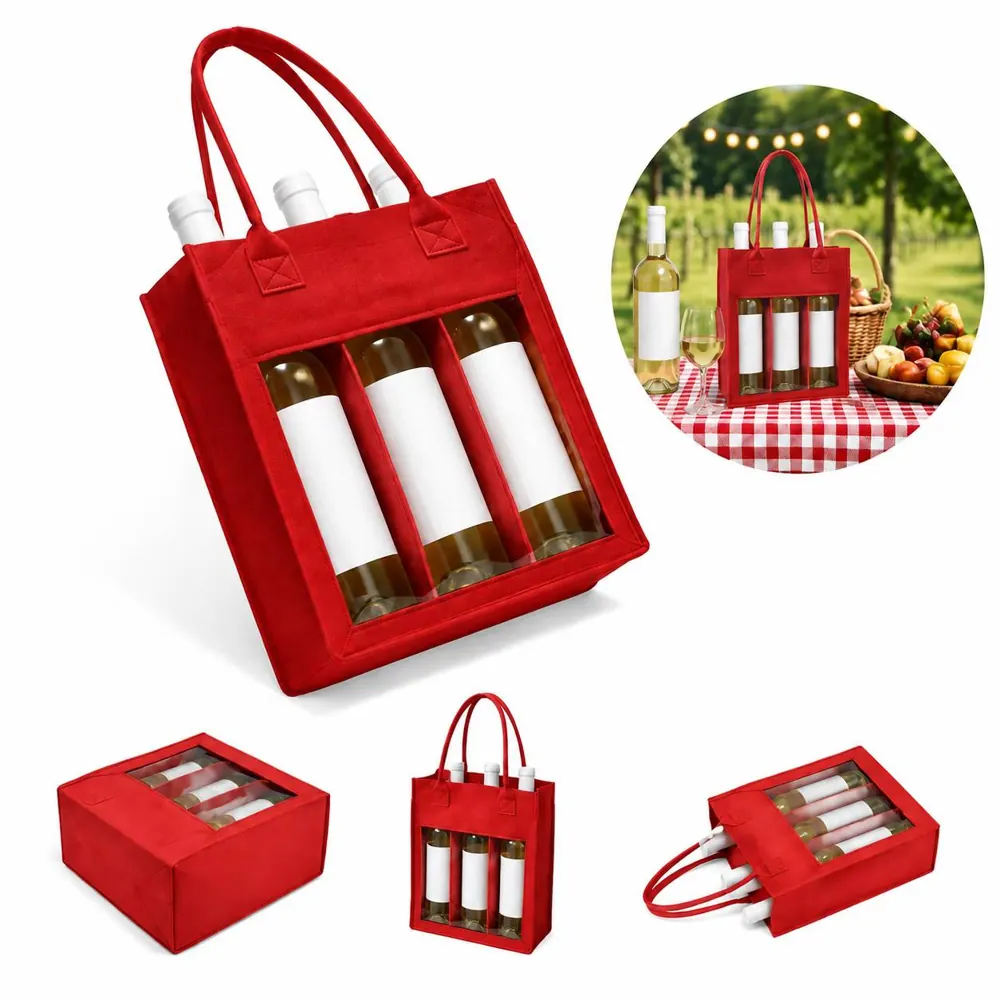 Felt Wine Bag with Divider for 6 Bottles 2
