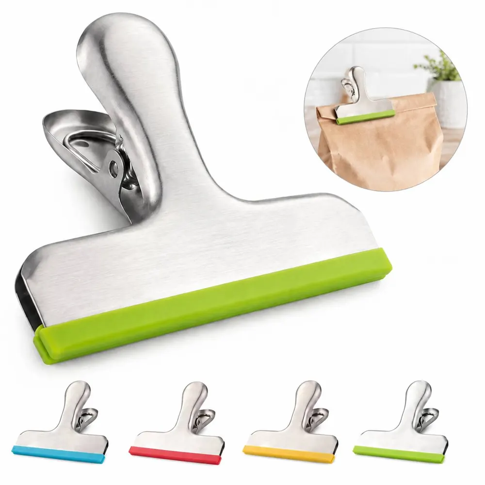 Stainless Steel Silicone Food Bag Clips, Multipurpose 2