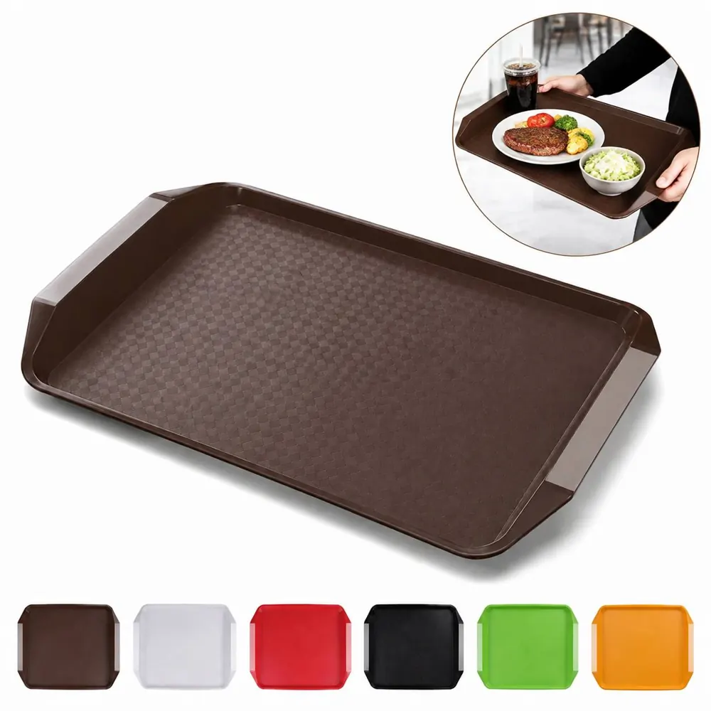 Non-Slip Rectangular Serving Tray with Raised Edges 2