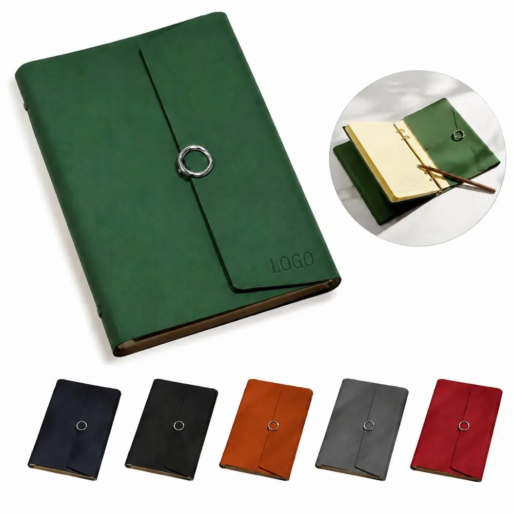 PU Leather A5 Notebook, Ruled Pages, Lay-Flat Binding
