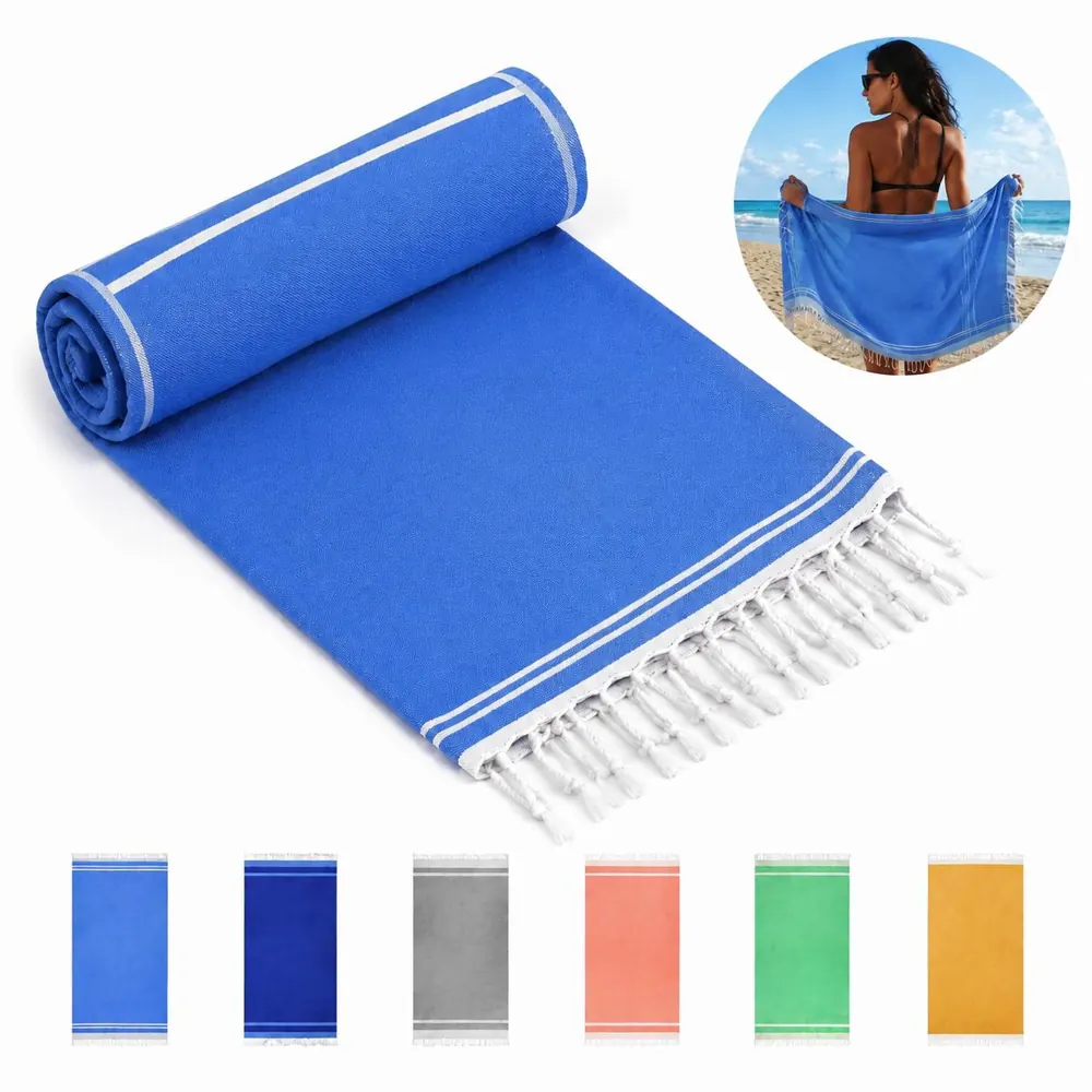 Large Turkish Cotton Beach Towel, Quick-Dry & Absorbent 2