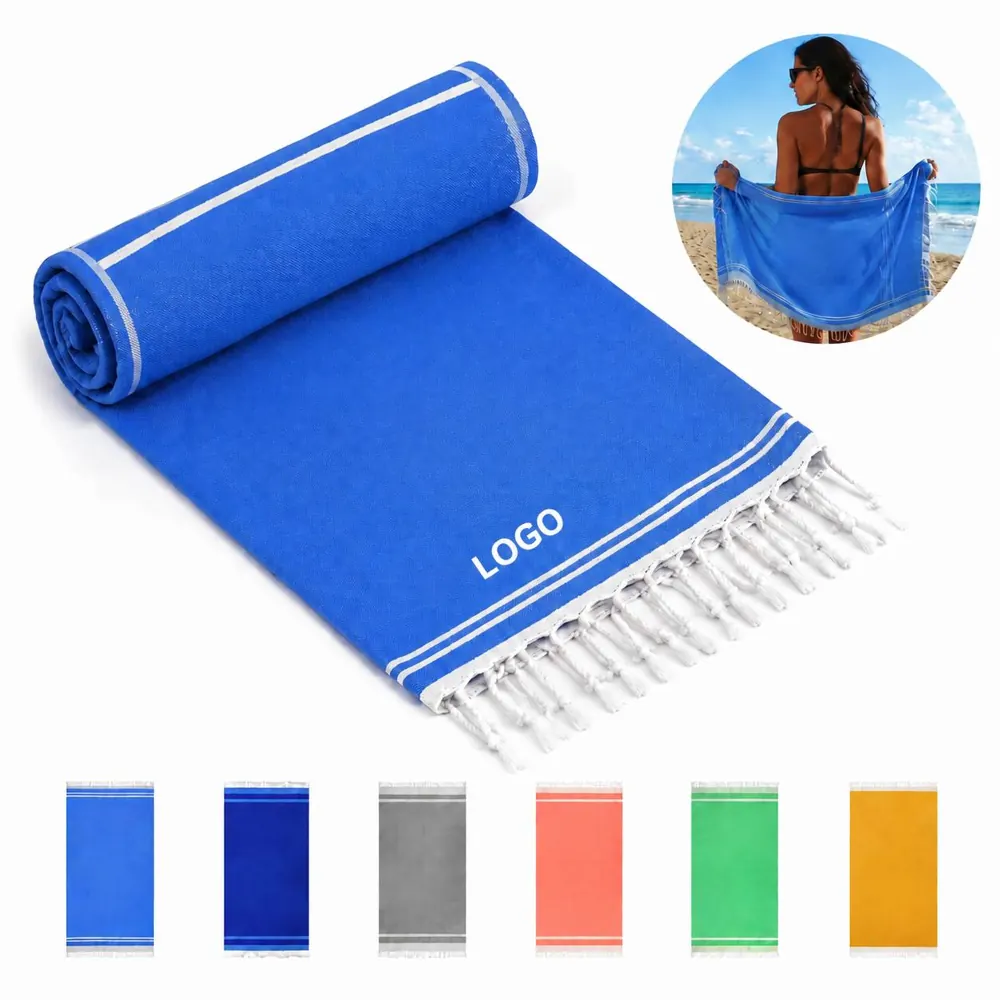 Large Turkish Cotton Beach Towel, Quick-Dry & Absorbent