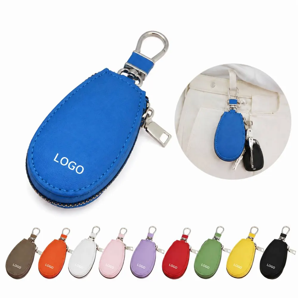 Microfiber Alloy Car Key Case with Button Access Cutout
