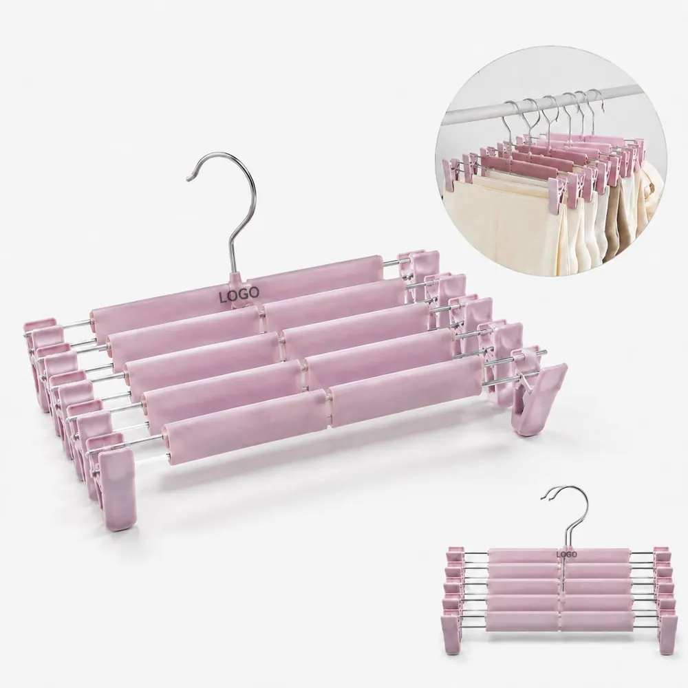 Non-Slip Plastic Hangers with Metal Hooks for Pants