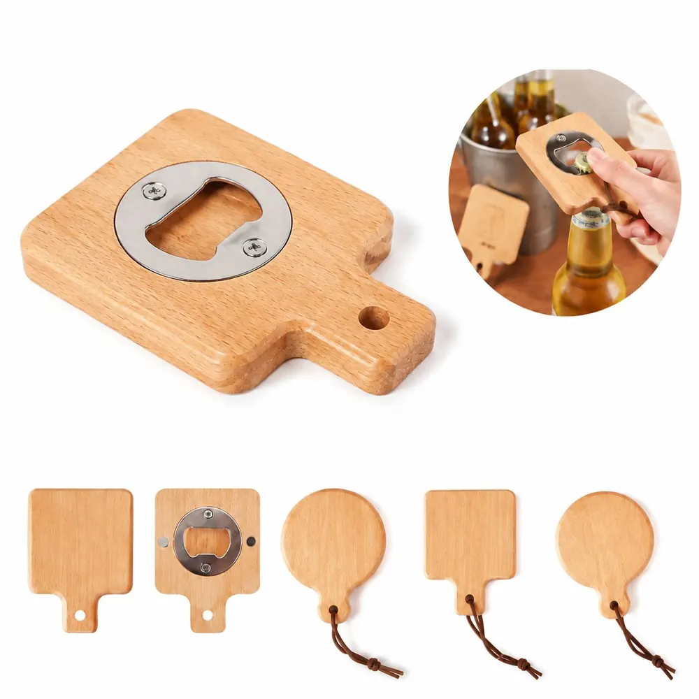 Wooden Magnetic Bottle Opener for Refrigerator, Rustic 2