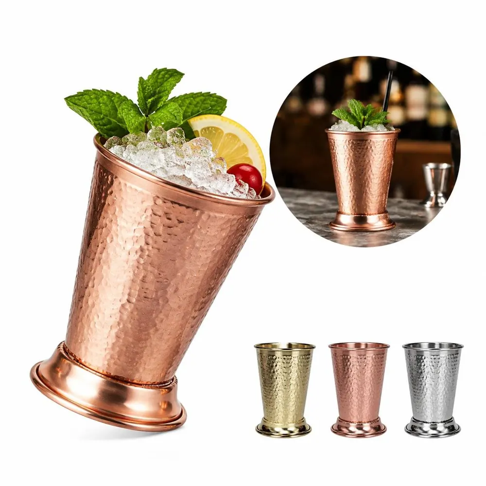 Polished Stainless Steel Mint Julep Cups, 12 oz for Chilled 2