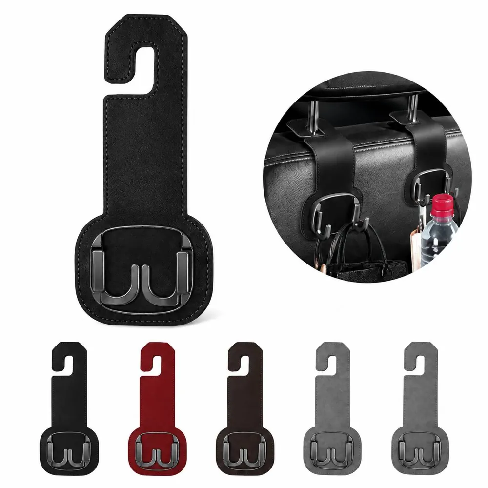 Leather Car Seat Back Double Hook Organizer for Headrest 2
