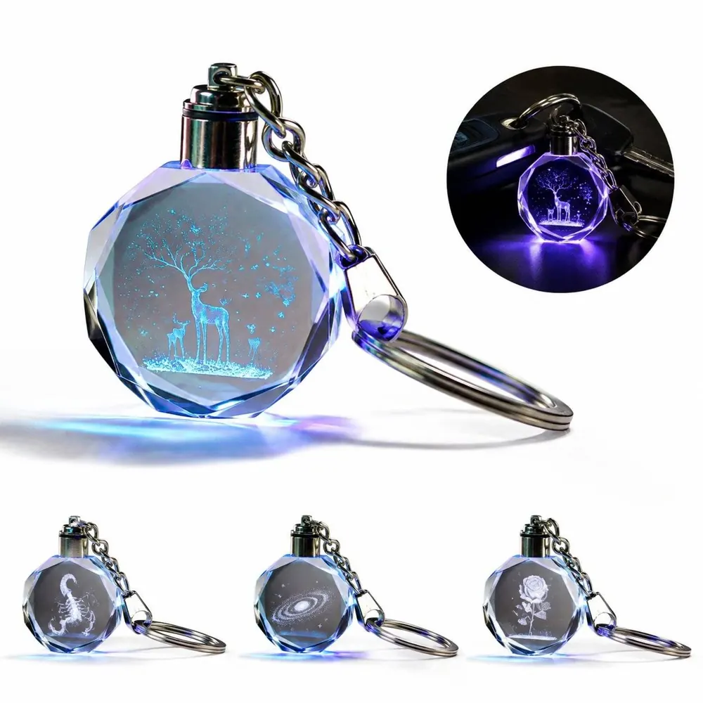 Personalized LED Crystal Photo Keychain with Glowing Display 2
