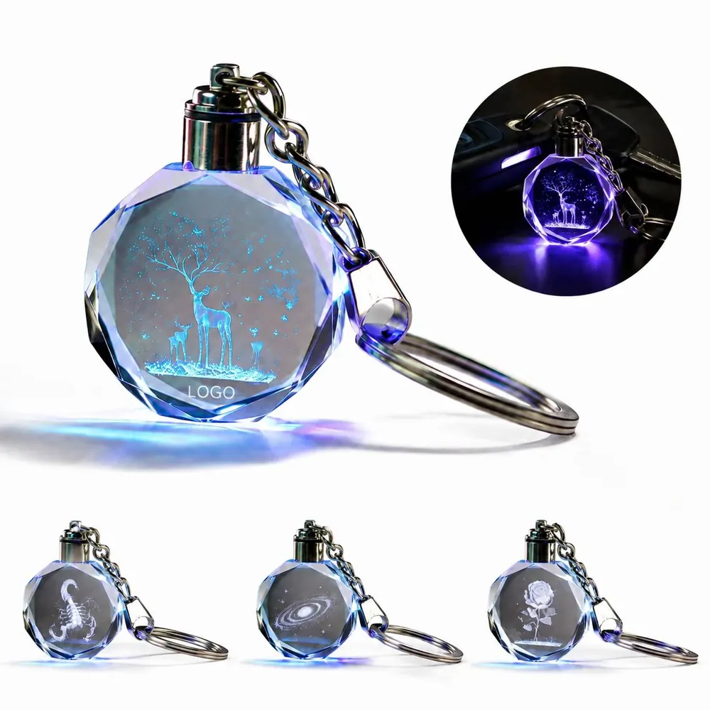 Personalized LED Crystal Photo Keychain with Glowing Display