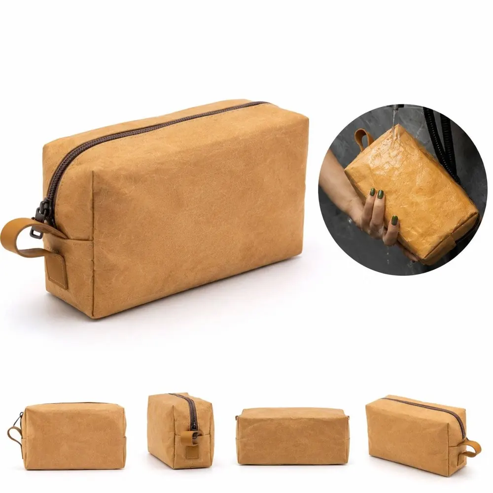 Washable Kraft Zipper Storage Bag with Reinforced Handles 2