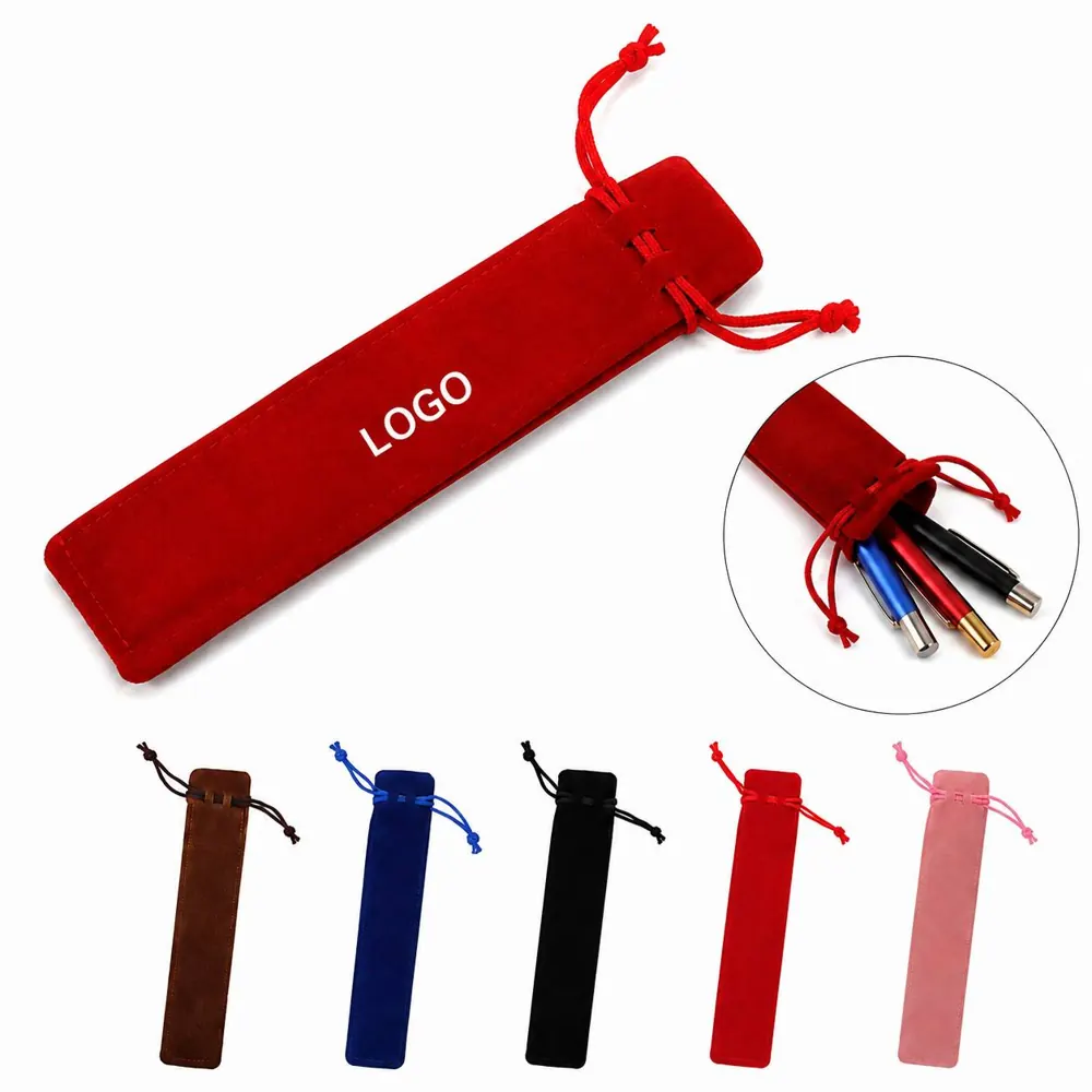 Double-Sided Velvet Drawstring Pencil Pouch with Two