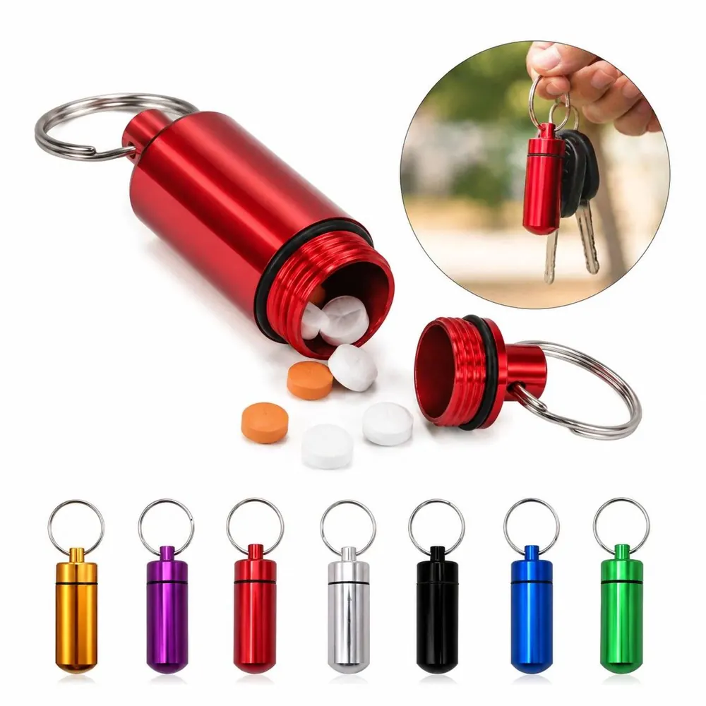 Waterproof Aluminum Pill Container Keychain for Outdoor 2