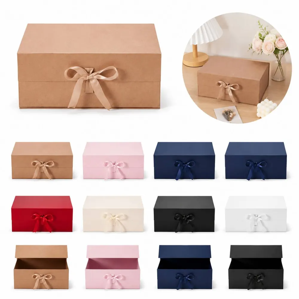 Magnetic Collapsible Gift Box, Square 15x15x5.88in 2