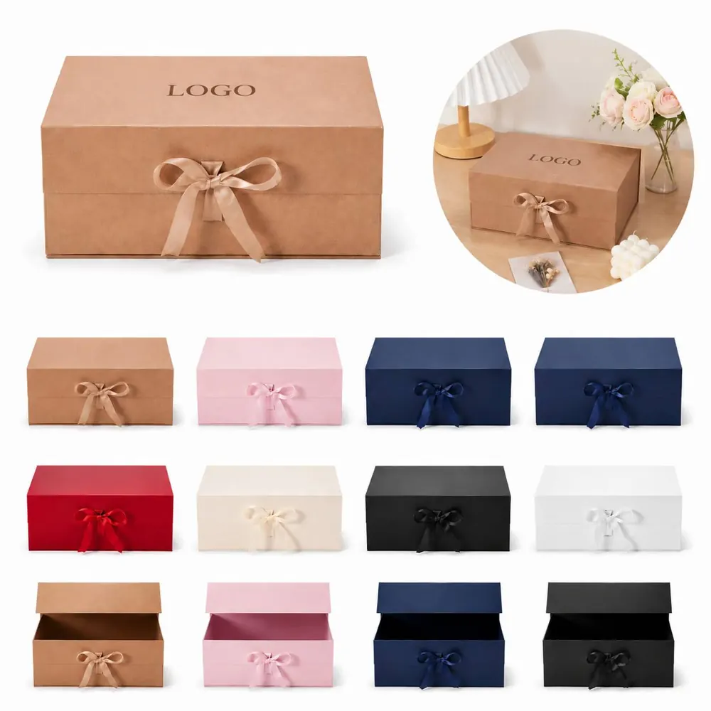 Magnetic Collapsible Gift Box, Square 15x15x5.88in