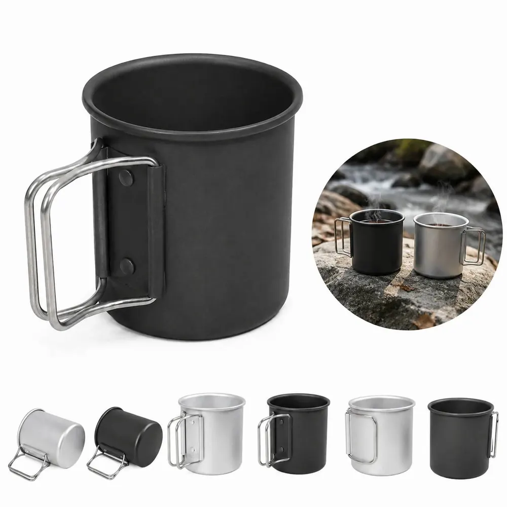 10oz Foldable Aluminum Camping Mug for Outdoor Coffee Tea 2