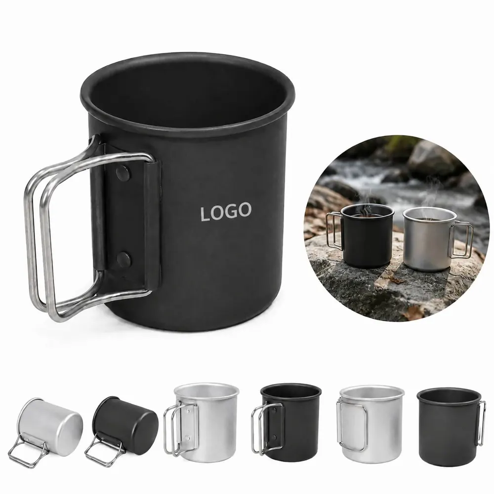 10oz Foldable Aluminum Camping Mug for Outdoor Coffee Tea