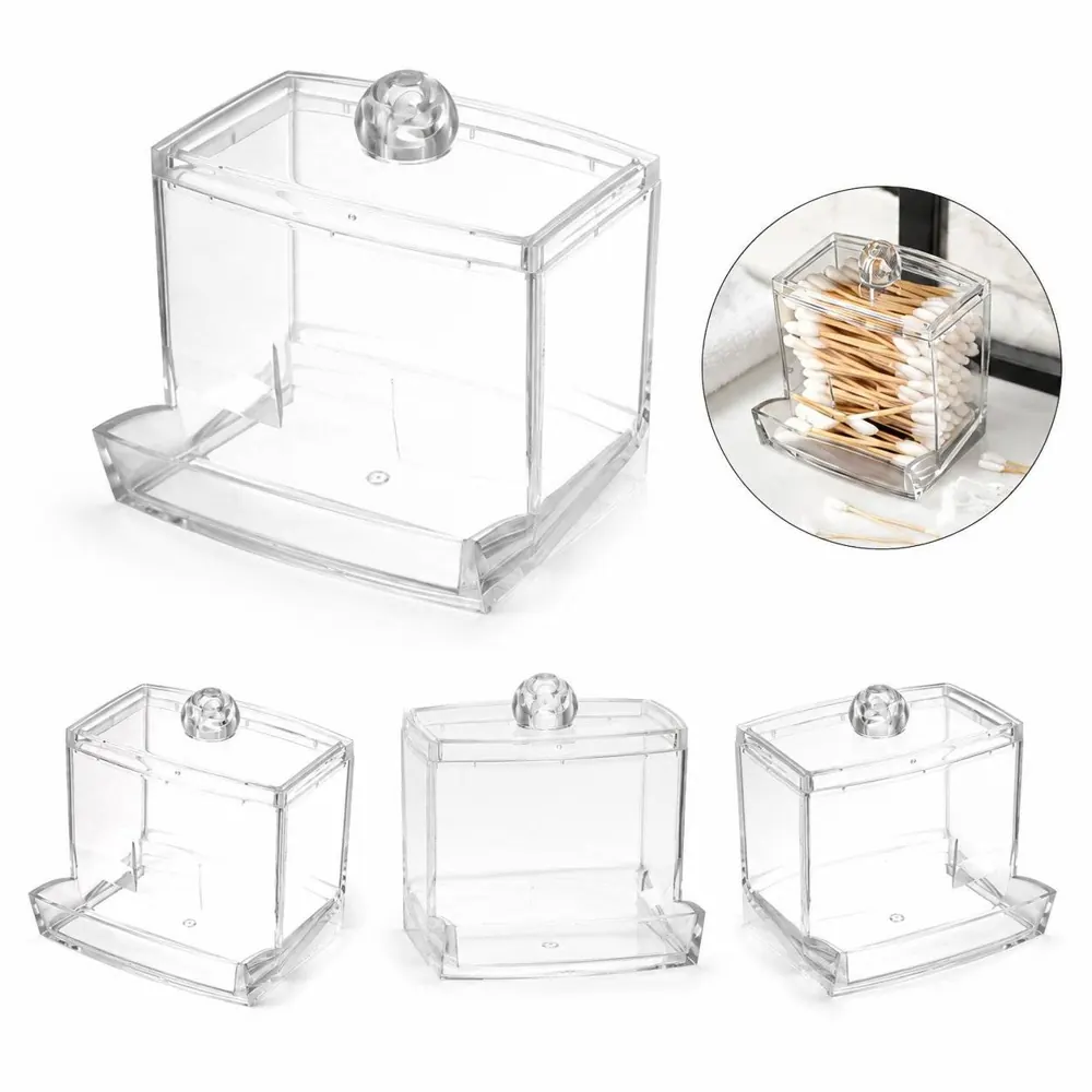 Clear Cotton Swab Storage Box with Transparent Lid 2