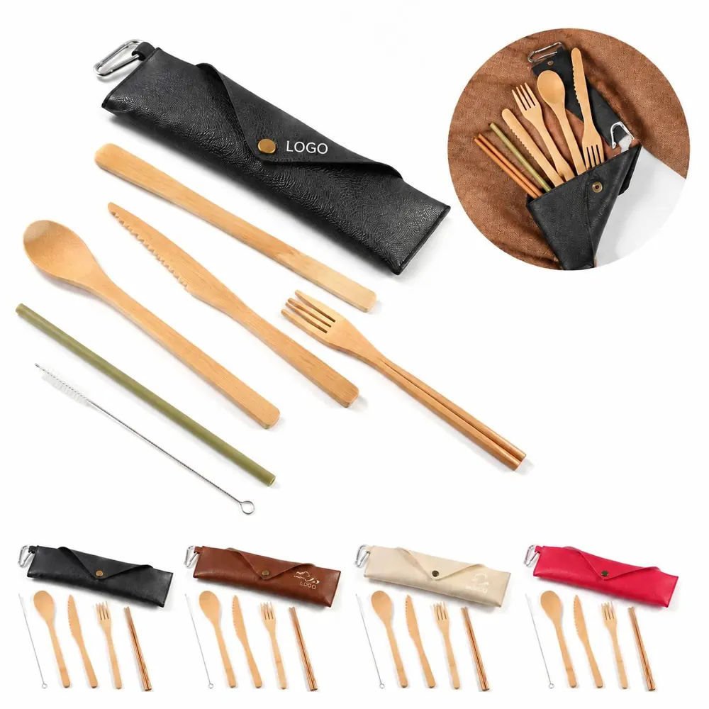 Eco-Friendly Portable Bamboo Cutlery Set with Reusable