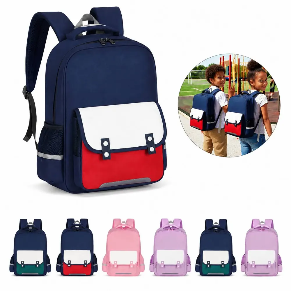 Kids Reflective School Satchel Backpack with Safety Strips 2