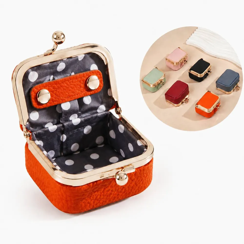 Genuine Leather Mini Jewelry Box with Secure Clasp 2